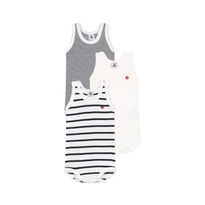 Immagine di Petit Bateau 3 PACK Unisex Body per bambini, Taglia: 74/80, White/dark blue