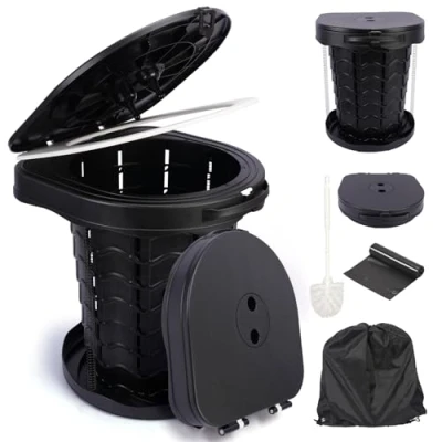 Immagine di TOSUTO Toilette Portatile Campeggio Pieghevole,Toilette da Pieghevole con Coperchio e Sacchetti per Spazzatura,WC Campeggios Campeggios,Tenda,Supporta Fino a 220KG