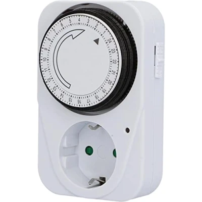 Immagine di Unitec Timer giornaliero analogico, per interni/Distanza regolabile di 15 minuti/bianco nero