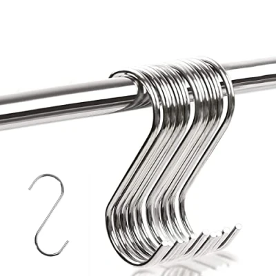 Immagine di Olakin Ganci a S [10 Pezzi] Cucina in Acciaio Inox Appesi Attaccapanni Forma di Multifunzionale per Bagno Camera da Letto Ufficio Utensili Cucina(5.5 * 4cm)
