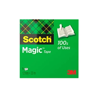 Immagine di Scotch Nastro adesivo Magic 1 Rotolo da 12 mm x 33 m Trasparente Opaco e Scrivibile Ottimo per Casa, Ufficio Scuola
