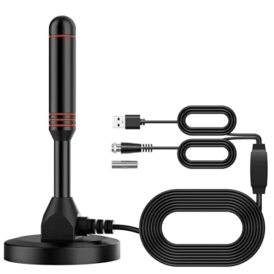 Immagine di Bqeel Antenna tv interna per digitale terrestre HDTV DVB T/DTMB/DVB T 2 con amplificatore segnale 4,8M Support 4K HD/VHF/UHF/FM
