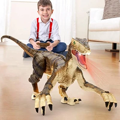 Immagine di FRUSE Dinosauri Giocattolo Telecomandato, Camminando e Ruggendo Dinosauro Realistici con Suoni Ruggenti Luce LED,Dinosauro Robot Regalo per Bambini Ragazzi Ragazze 3 4 5 6 7 8 9 Anni