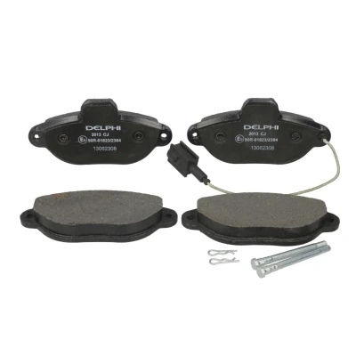 Immagine di DELPHI LP2013 Kit pastiglie freno con contatto segnalazione usura lamierino anticigolío accessori FIAT: Panda II Hatchback, 500 Hatchback