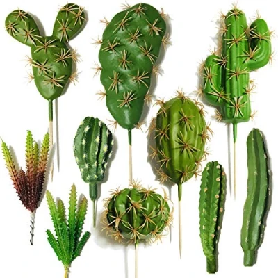 Immagine di Cayway 10 Pz Succulente Piante Artificiali, Cactus di Artificiali Grasse Finte Decorative Uncotted Faux Flower per Parete DIY Home Decor
