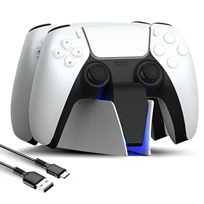 Immagine di Caricatore per Controller PS5,Rapido Base Ricarica PS5 con Display LED di Ricarica,Caricatore Joystick Supporta due Maniglie la Simultanea