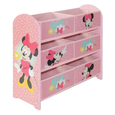 Immagine di Disney Classic Minnie, Contenitore per giocattoli con 6 scatole, in legno ingegnerizzato/tessuto/metallo, facile da montare e pulire