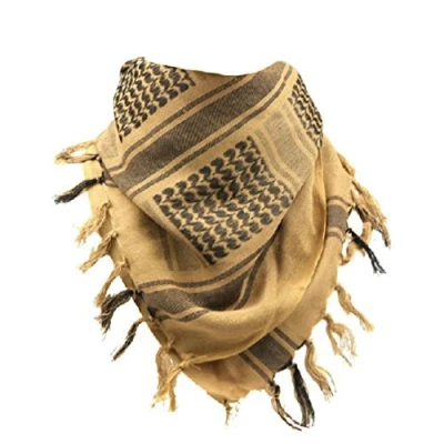 Immagine di Morbido Cotone Shemagh Sciarpa Arabo Cappello Da Sole Combattimento Deserto Keffiyeh SAS Army Tattico Militare Testa Collo Avvolgere Maschera, Nero sabbia., Taglia unica
