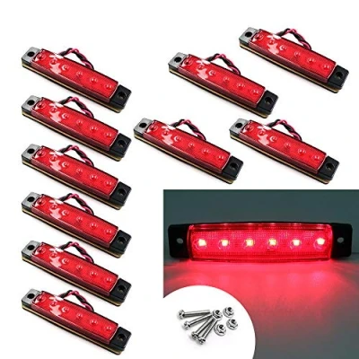 Immagine di PolarLander 10Pcs 24V 6LED Indicatori Laterali Luci per Camion autocarro 6 LED Amber Clearance Bus Rosso Impermeabile