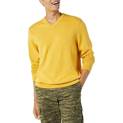 Immagine di Amazon Essentials Maglione con Scollo a V (Disponibile in Taglie Extra Forti) Uomo, Oro, M
