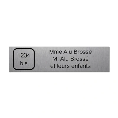 Immagine di Mygoodprice Targa incisa per nome e numero cassetta delle lettere autoadesive, 10 x 2,5 cm, personalizzabile da 1 a 3 linee in alluminio spazzolato