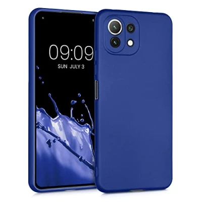 Immagine di kwmobile Custodia Compatibile con Xiaomi 11 Lite (5G) NE/Mi Cover Back Case Morbida Protezione in Silicone TPU Effetto metallizzato blu