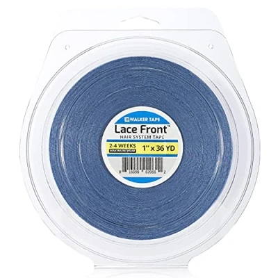 Immagine di Walker Nastro adesivo per capelli in pizzo (nastro blu), rotolo completo parrucche e toupee, 2,5 x 36 m, colore: trasparente