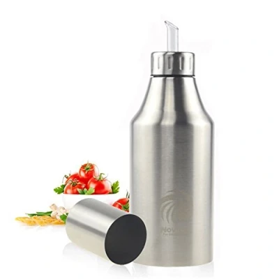 Immagine di Novata Acciaio inossidabile Olio e Aceto ampolla cucina salsa liquido Condimento bottiglia distributore prova della polvere ea di perdite con beccuccio oliera (1000ML)
