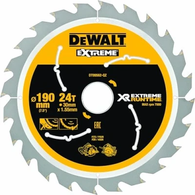 Immagine di DeWalt DT99562 QZ accessori utensili xr flexvolt lama circolare 190mm x 30mm 24 denti, nero