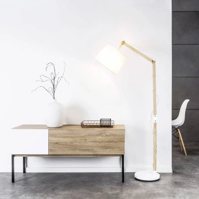 Immagine di Brilliant Carlyn 09958A75 Lampada a stelo LED (monocolore) E27 60 W Legno (chiaro), Bianco