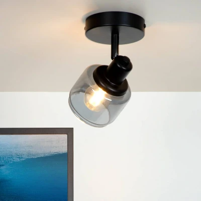 Immagine di Lucide Faretto a soffitto Bjorn 1 luce, nero/fumè