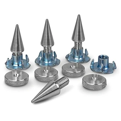 Immagine di PrecisionGeek M6 alluminio Spike/Cono absorber per altoparlanti vite + piedino incluso artiglio dado 4pz
