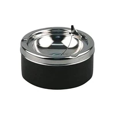 Immagine di kogu posacenere per esterni con coperchio in cromo, pieghevole, acciaio inox, nero, 11 cm