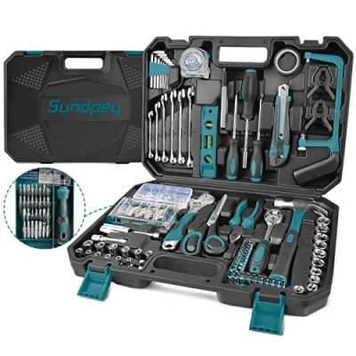 Immagine di Sundpey Cassetta Attrezzi Completa 257PCS Set Lavoro Valigia con Bussola Cacciavite Precisione Chiavi Compreso Cricchetto Martello Blu