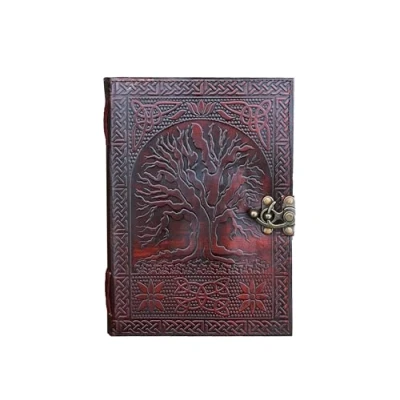 Immagine di Jaald diario in pelle formato A5 con chiusura Albero della vita rilievo Blocco note bianco Taccuino fatto a mano per uomini e donne carta sfoderata miglior regalo Sketchbook di viaggio