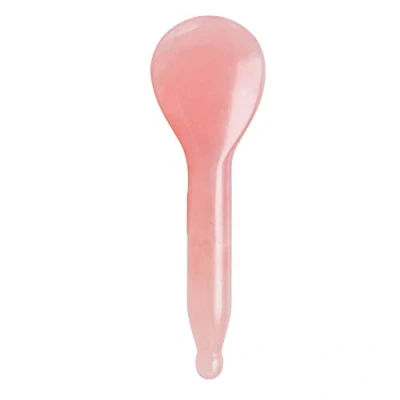 Immagine di Rullo in giada al quarzo rosa, vera giada, per massaggio Gua Sha, funghi, massaggiatore viso, strumento guasha facciale (a forma di cucchiaio)