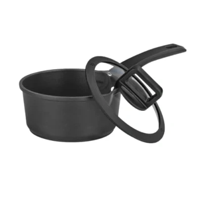Immagine di N8WERK Casseruola Alluminio Fuso nella Midnight Edition 18 cm Indicazione della Temperatura di variazione del Colore Tutti i Tipi stufe, Inclusa l&#039;induzione Chiusura a 3 Pieghe