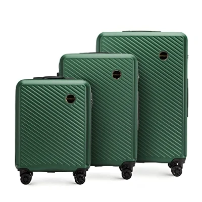 Immagine di WITTCHEN Valigia da viaggio Bagaglio a mano cabina rigida in ABS con 4 ruote girevoli Serratura combinazione Maniglia telescopica Circle Line Set di 3 valigie