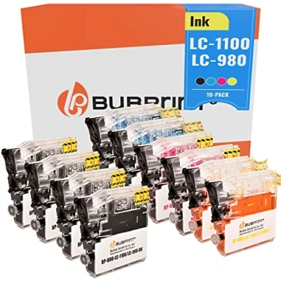 Immagine di Bubprint 10 Cartucce d&#039;inchiostro compatibili per Brother LC 1100 980 DCP 145C 195C 165C MFC 250C 490CW 5490CN 5890CN 6490CW