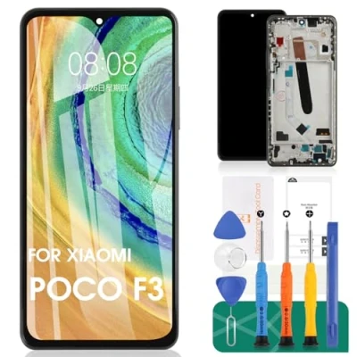 Immagine di TFT per Xiaomi Poco F3 Display LCD Redmi K40 Sostituzione dello schermo Pro/K40 Pro+ Touch Screen Digitizer con cornice (nero) senza riconoscimento delle impronte digitali