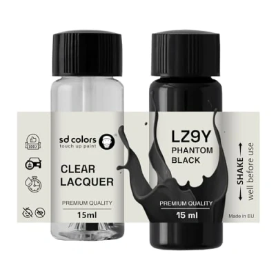 Immagine di SD COLORS PHANTOM BLACK LZ9Y Vernice per ritocchi 15 ML, riparazione graffi e scheggiature, codice colore NERO (vernice + laccetto)
