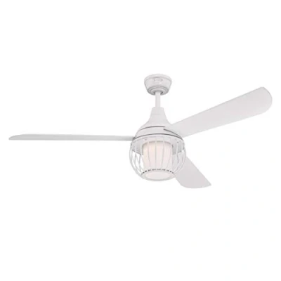 Immagine di Westinghouse Lighting 72207 Ventilatori da soffitto Bianco Graham 132 cm, Kit di Luce LED dimmerabile con Vetro Opale smarigliato, Paralume a Gabbia, Telecomando Incluso 54 W, 7220740