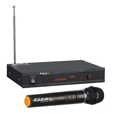Immagine di Ibiza VHF1A Sistema microfonico wireless con 1 microfono VHF e ricevitore canale 207,5MHz Nero