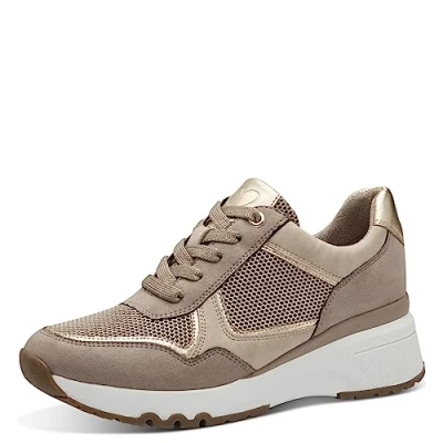 Immagine di MARCO TOZZI Sneakers Alte Donna Tacco a Zeppa con Lacci e Zip, Ecru Comb., 39 EU