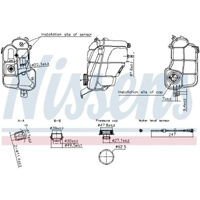 Immagine di NISSENS 996294 Vaschetta Radiatore 1,2 con calotta/coperchio, sensore FORD: S Max Mk1 MPV, Galaxy Mk2