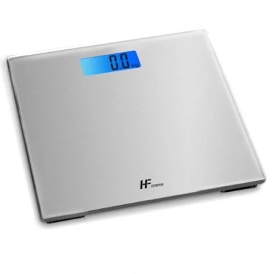Immagine di Bilancia Pesapersone elettronica digitale da bagno, piattaforma 28x28cm portata 180KG display retroilluminato controllo del peso (argento)