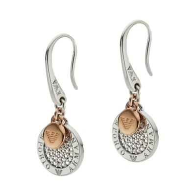 Immagine di Emporio Armani Orecchini da donna in acciaio inossidabile o semipreziosi con chiusura a gancio, Argento e oro scuro