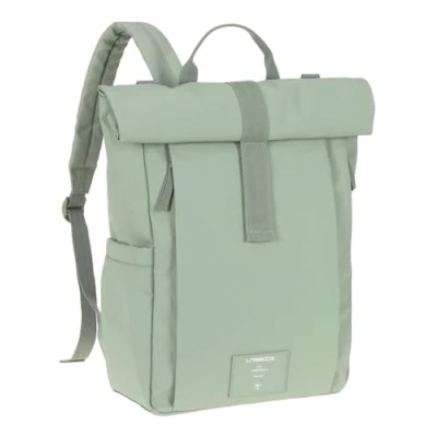 Immagine di LÄSSIG Zaino fasciatoio Borsa con fasciatoio, attacco per carrozzina, portabiberon Prodotto in modo sostenibile/Rolltop Up Backpack verde argento