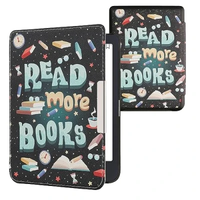 Immagine di kwmobile Custodia eReader Compatibile con Tolino Shine 3 Cover eBook Reader Flip Case blu/giallo/verde Scritta Read More Books