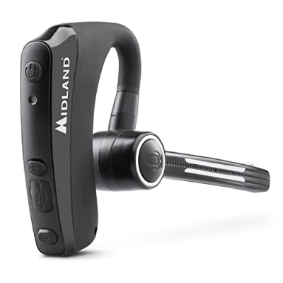 Immagine di Midland Dual Headset Bluetooth, auricolare con PTT incorporato per comunicare a mani libere, cuffia mono microfono ad archetto, cancellazione dei rumori