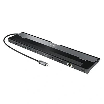 Immagine di j5create USB C Dual HDMI Docking Station (10 in 1), doppio display 4K + 1080p, A x3 da 5Gbps, lettore di schede SD, PD 100W, RJ45 Ethernet, jack audio combo, per Mac e laptop Windows (JCD542)