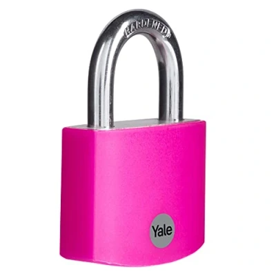 Immagine di Yale Lucchetto in alluminio YE3B/50/126/1/P rosa, corpo 50mm, arco acciaio, 3 chiavi