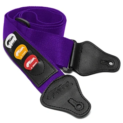 Immagine di TIGER STP4 PU Tracolla per chitarra con supporti plettro Viola