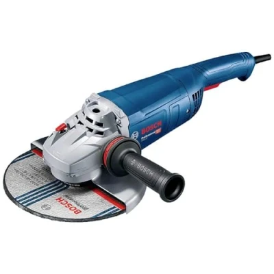 Immagine di Smerigliatrice angolare Bosch Professional GWS 22 180 J (2.200 watt, incl. impugnatura agg. anti vibrazioni, flangia montaggio, dado di serraggio, cuffia prot., chiave a due perni, conf. in cartone)