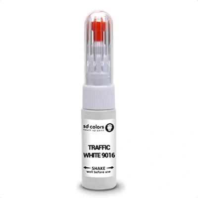Immagine di SD COLORS TRAFFICO BIANCO RAL 9016 Nuovo Ritocco Penna Kit di Riparazione 20 ML GRAFFICO CHIP PENNELLO COLORE CODICE