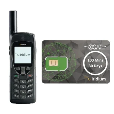 Immagine di OSAT Iridium 9555 Telefono satellitare prepagato e scheda SIM con validità di 100 minuti/30 giorni Messaggi vocali testo Copertura SMS globale