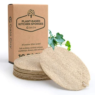 Immagine di spugna per piatti in luffa, spugne senza plastica, luffa compostabili, biodegradabili il corpo, esfoliante da bagno zero sprechi e a base vegetale