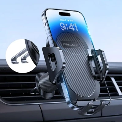 Immagine di Miracase supporto per cellulare auto 【2023 nuovo doppio gancio: universale auto, rotazione a 360 gradi, iPhone 15/14/13/12 Pro Max Plus/Samsung e smartphone da 4 7 pollici