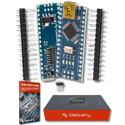 Immagine di AZDelivery AZ NanoV3 Board Mini USB ATmega328 5V 16MHz CH340 ATmega328P Micro Controller, CH340G sostituisce FT232RL Incluso E Book!