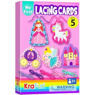 Immagine di KRAFUN Principiante Unicorno Il Mio Primo Kit di Carte per Bambini Arti e Mestieri, 5 Progetti Allacciatura Facile da Principessa, Istruzioni Incluse, Piccoli